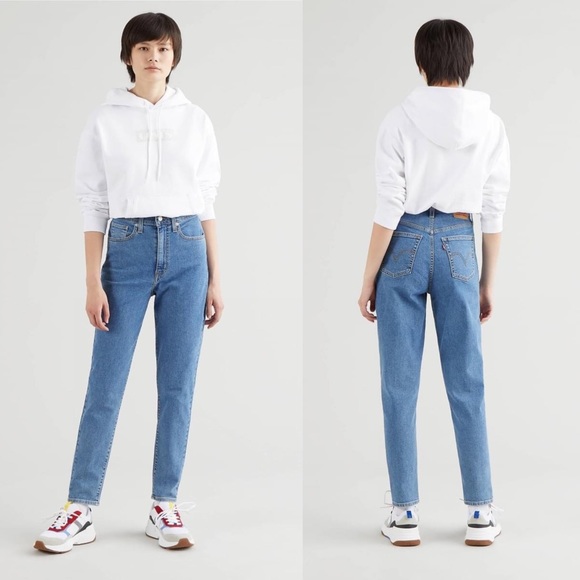 Levi's High Waisted Tapered Mom Stretch Jeans - Picture 1 of 9